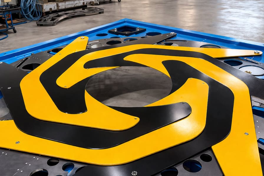 Das Bild zeigt Irisblenden mit Schließautomatik während unserer Baugruppenabnahme.